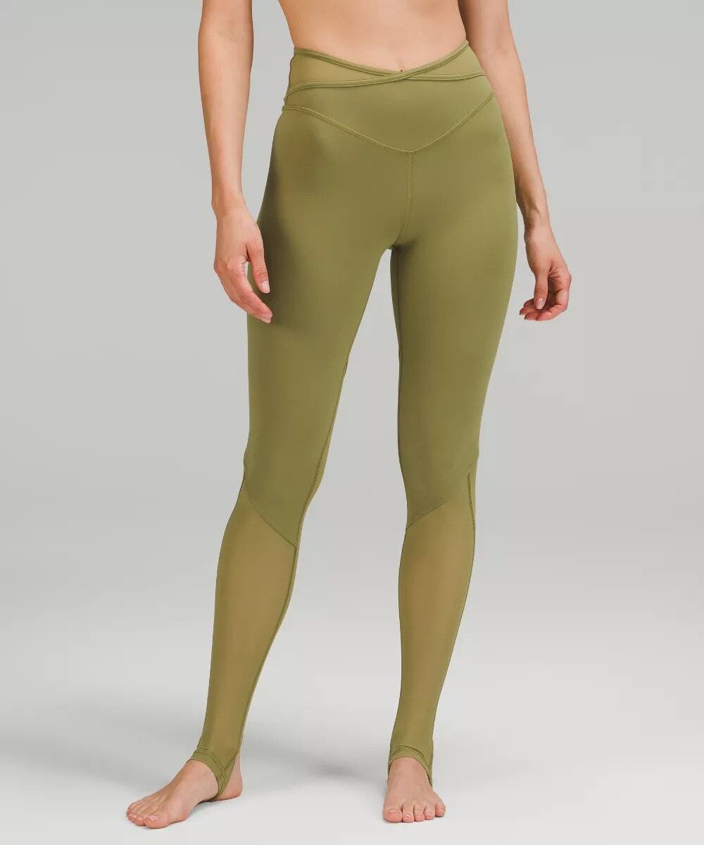 Lululemon Crisscross Mesh Stirrup Tight Bronze Green Size 8